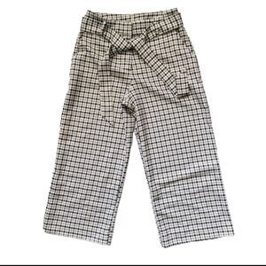 Women's Wide Leg Pants Size 10 High Waist Tie Trousers Plaid Cropped Forever 21